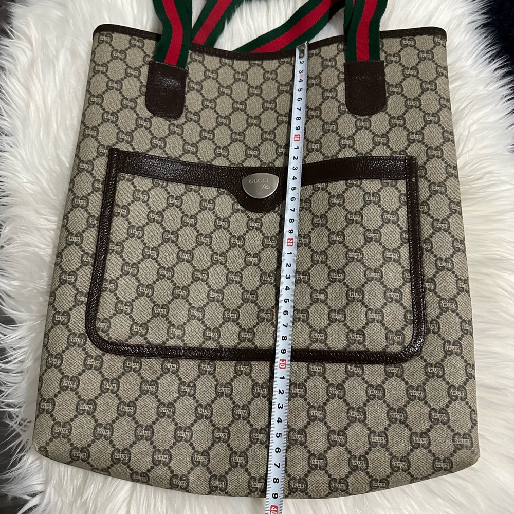 Gucci Beige and Brown Tote with Green and Red Straps - Picture 6 of 8